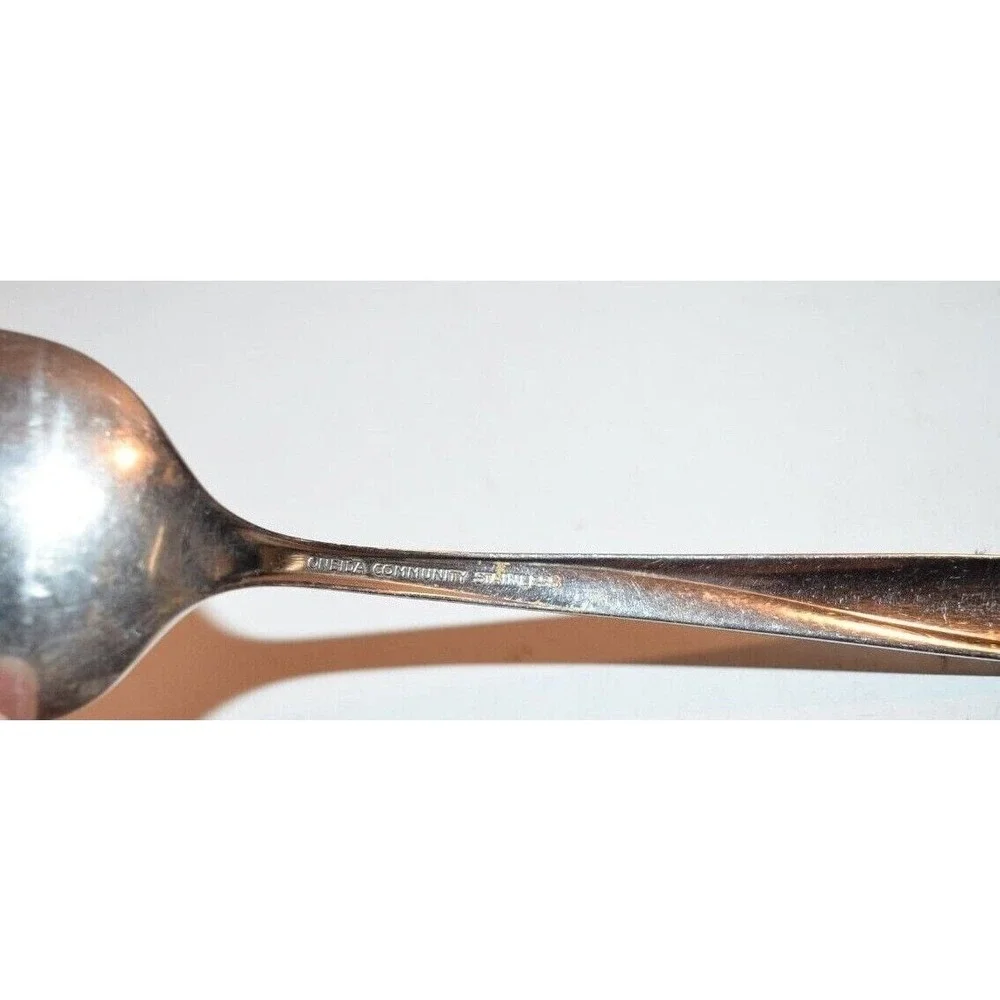 ONEIDA COMMUNITY TWIN STAR Stainless CASSEROLE SPOON Large Atomic MCM